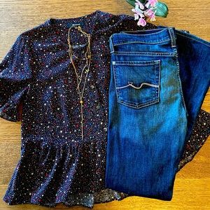 Madewell Studio Ruffle-Hem Top in Starry Night